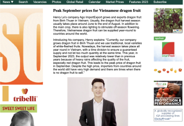 Chat with Fresh Plaza newspaper about Vietnamese dragon fruit